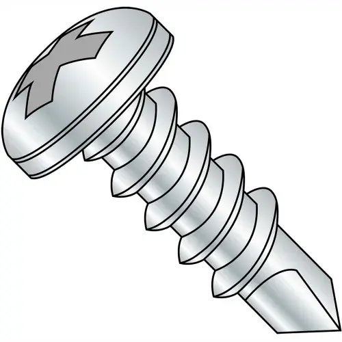 14 x 4 Phillips Pan Full Thread Self Drilling Screw Zinc Bake - Pkg of 600 While Supplies Last
