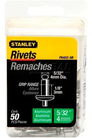 Stanley PAA52-5B Aluminum Rivets 5/32" x 1/8", 50 Pack Trusted Brand