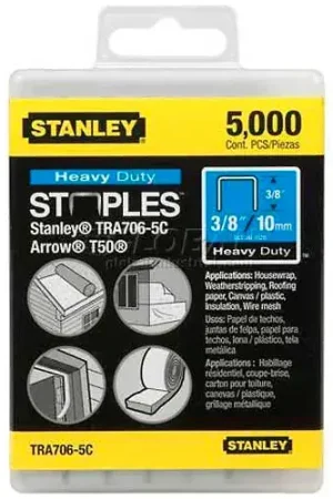 Stanley TRA706-5C Heavy-Duty Narrow Crown Staples 3/8", 5,000 Pack Weekend Sale