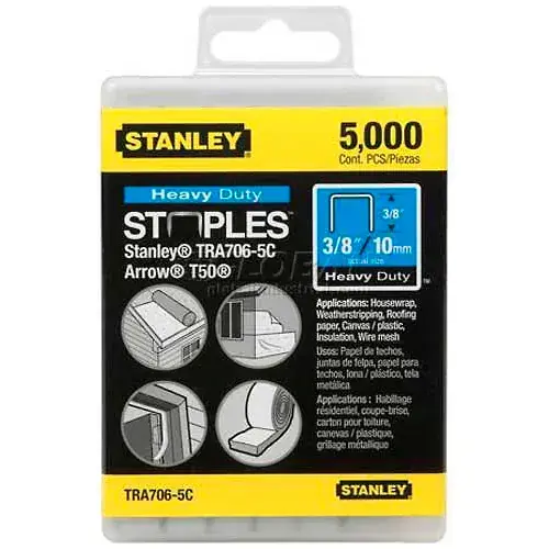 Stanley TRA706-5C Heavy-Duty Narrow Crown Staples 3/8", 5,000 Pack Weekend Sale