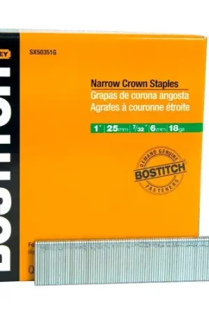 Bostitch 1/2" Leg 18 Gauge 7/32" Narrow Crown Finish Staples, 3000/Qty Top Pick
