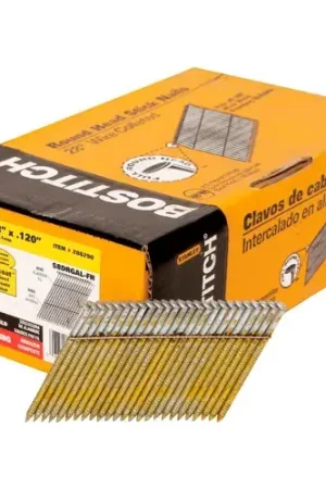 Low Price Bostitch 2-3/8" x .120 Ring Shank 28 Degree Framing Nails, Galvanized, 2000/Qty