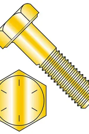 7/16-14 x 5" Hex Head Cap Screw - Steel - Zinc Yellow - UNC - Grade 8 - USA, Pack of 25 Cheap