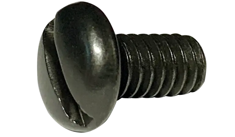 10-32 X 1/2" Machine Screws Pan Head Slotted Drive Steel Black Oxide (7000/Pkg.) Best Seller