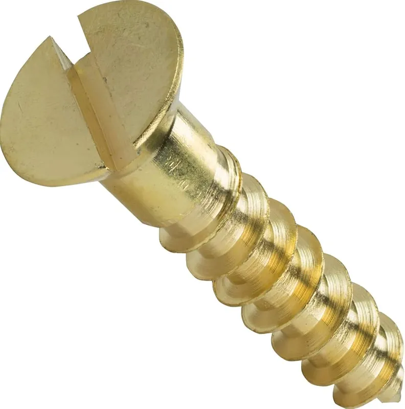 14 X 2" Wood Screws Slotted Drive Flat Head Brass (100 / Pkg.) Best Choice