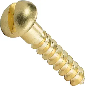 New Arrival 8 X 5/8" Wood Screws Slotted Drive Round Head Brass (100 / Pkg.)