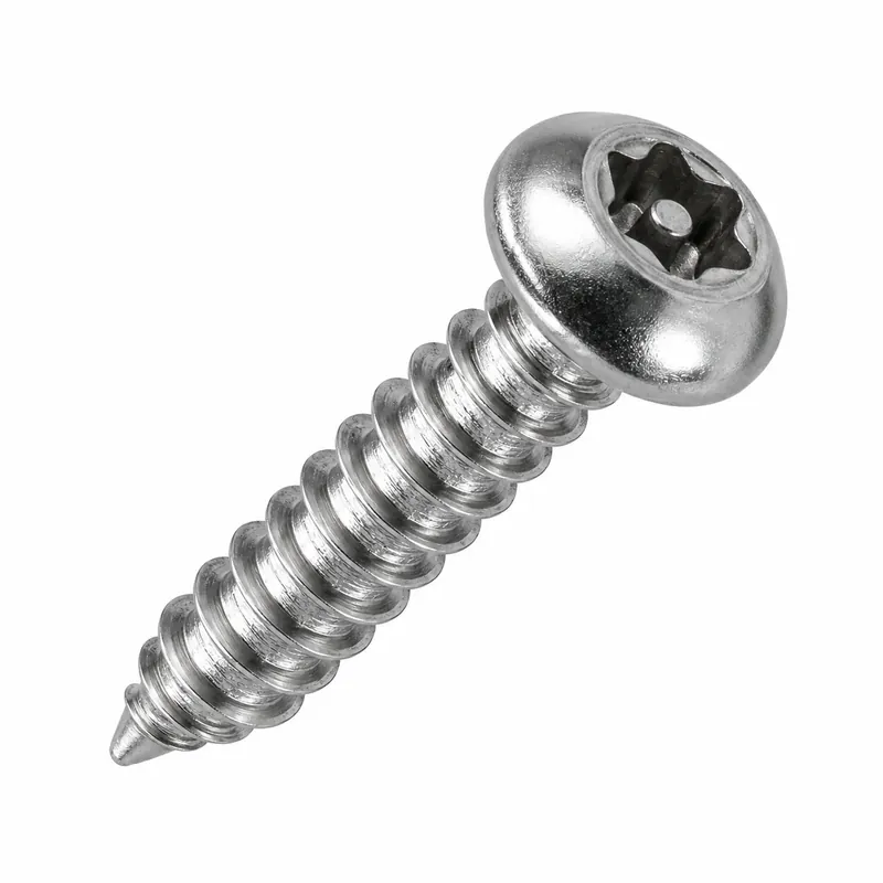 8 X 1/2" Tamper Resistant Sheet Metal Screws Button Head Pin-In Six Lobe Drive 18/8 Stainless Steel (100 / Pkg.) High Quality