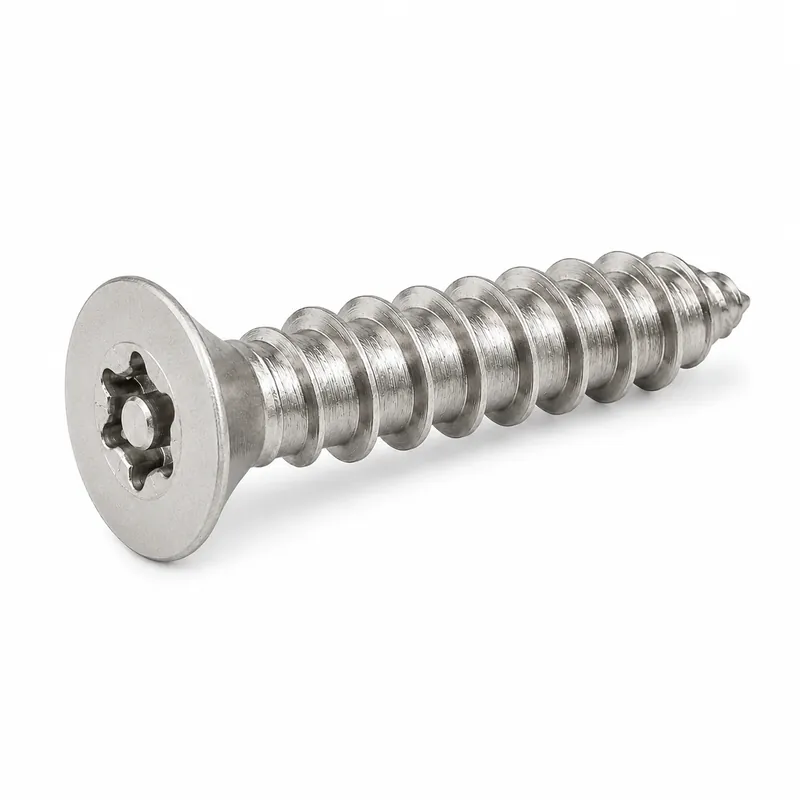 12 X 3" Tamper Resistant Sheet Metal Screws Flat Head Pin-In Six Lobe Drive (T25) 18/8 Stainless Steel (100 / Pkg.) Super Sale