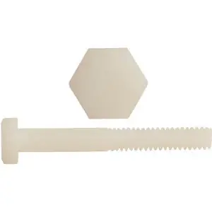 High Quality 3/8-16 X 3" Hex Head Cap Screws Nylon Natural Partially Threaded (100 / Pkg.)