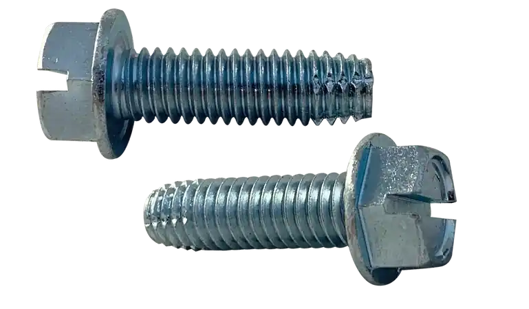 3/8-16 X 2" Type F Thread Cutting Screws Indented Hex Washer Head Slotted Drive Steel Zinc & Bake (500 / Pkg.) Special Offer