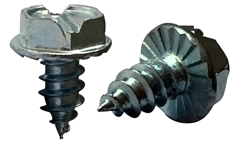 Latest 14 X 1-1/4" Type AB Self Tapping Sheet Metal Screws Serrated Indented Hex Washer Head Slotted Drive Steel Zinc & Bake (1500/Pkg.)