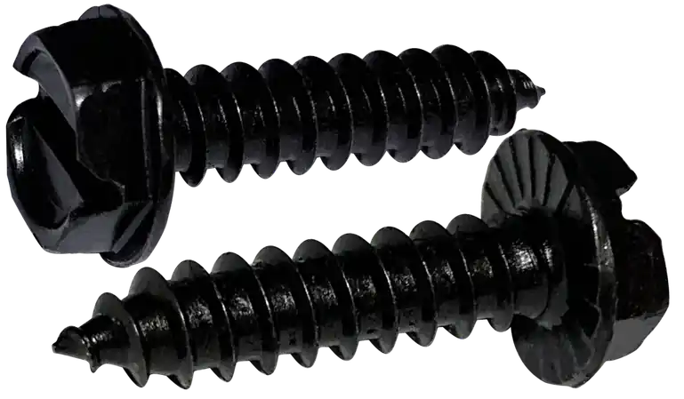 10 X 3/4" Type AB Self Tapping Sheet Metal Screws Serrated Indented Hex Washer Head Slotted Drive Steel Black Oxide (6000/Pkg.) Fan Favorite