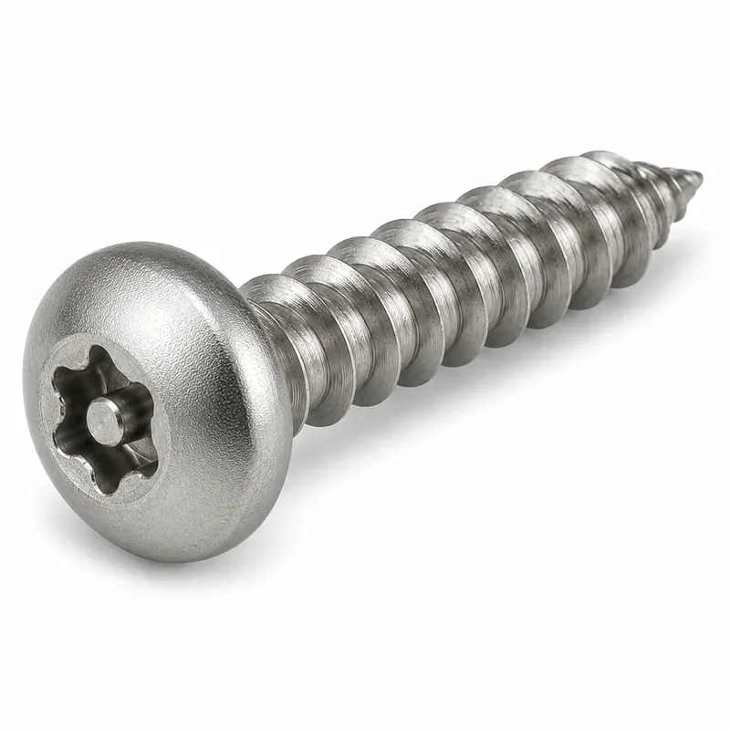 8 X 1/2" Tamper Resistant Sheet Metal Screws Button Head Pin-In Six Lobe Drive Steel Zinc Plated (100 / Pkg.) Price Cut