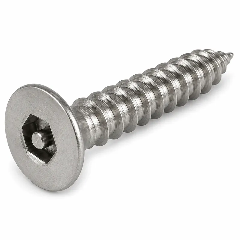10 X 1" Tamper Resistant Sheet Metal Screws Flat Head Pin-In Hex Socket Drive 18/8 Stainless Steel (100 / Pkg.) Last Chance