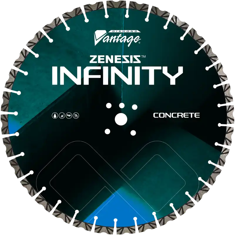Diamond Vantage 1825INFINITY 18" x 0.250" Walk Behind Saw Diamond Blade for Concrete Zenesis Infinity 15mm Segments Affordable