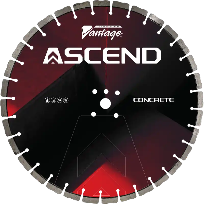 Diamond Vantage 3618ASCEND 36" x 0.187" Walk Behind Saw Diamond Blade for Concrete Ascend - Castle Segments Top Rated