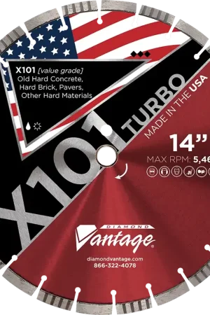 While Supplies Last Diamond Vantage 1412BLZX1-1 14" x 0.125" Diamond Blade for Hard Material X101 TURBO - HARD Materials