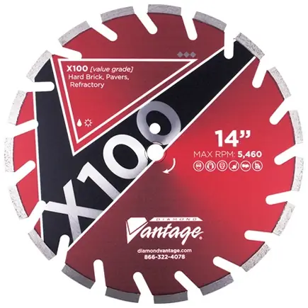 Luxury Diamond Vantage 1616EX1-1E 16" x 0.165" x 1" Diamond Blade for Hard Material X100 - REFRACTORY