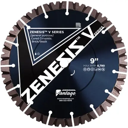 Diamond Vantage 1212BDUZX5-2V 12" x 0.125" Diamond Blade for Concrete/Masonry ZENESIS V SERIES ZX5 15mm Segments Fresh Stock