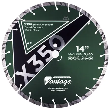 Authentic Diamond Vantage 1814EX3.5-2 18" x 0.140" x 1" Diamond Blade for Concrete/Masonry X350