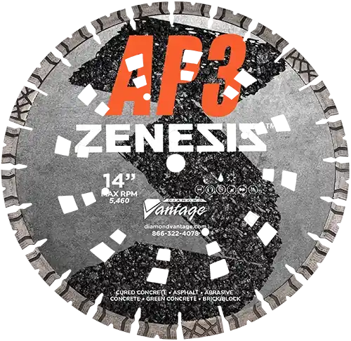 Get Yours Diamond Vantage 2414EDUZX4-AP3 24" x 0.140" Diamond Blade for All Purpose/Combo-Concrete And Asphalt ZENESIS AP3 14mm Segments