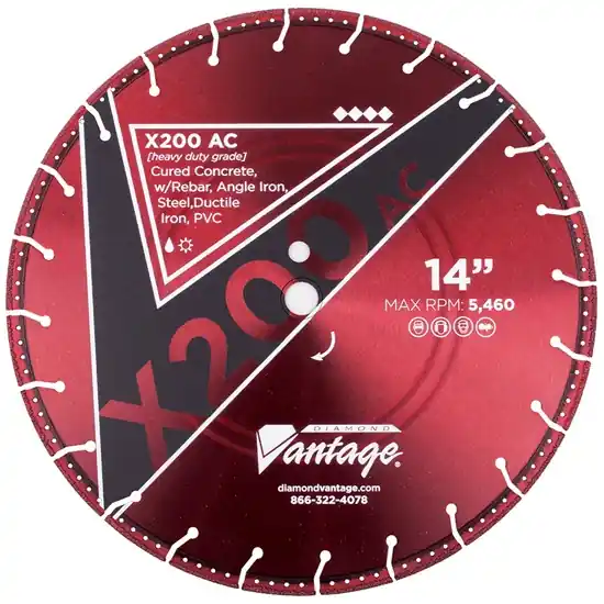 Fresh Stock Diamond Vantage 4511CDUX2-AC2 4.5" x 0.110" Diamond Blade for Pvc Pipe/Steel/Cast Iron/Ductile Iron Pipe/Reinforced Concrete X200-AC