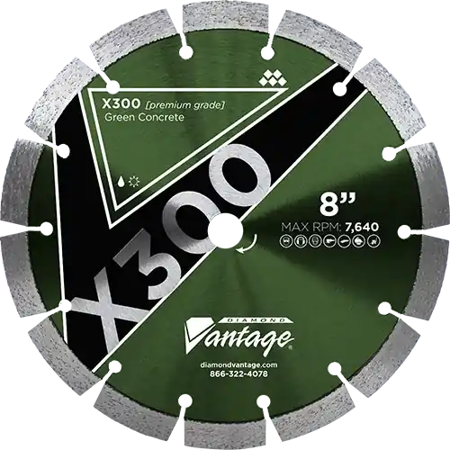 Mega Sale Diamond Vantage 1025EZGX3 10" x 0.250" Early Entry Saw Diamond Blade for Green Concrete/Very Hard Aggregate/Flint/Chert X300 - GREEN CONCRETE