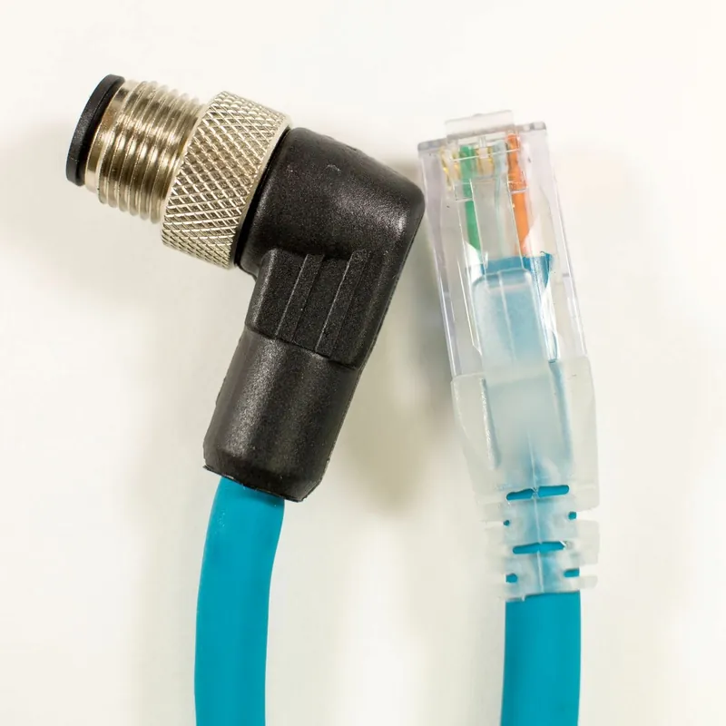 Final Sale OBSOLETE - Alpha Connect Ethernet Cordset - M12 Male 90 Deg to RJ45 Male - 24AWG 2 Poles - DW04QR117 - Teal - 20M (65.6ft)