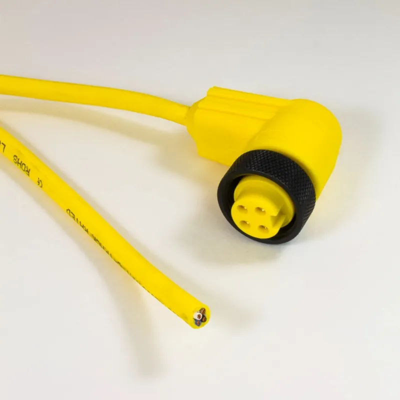 Affordable OBSOLETE - Alpha Connect Cordset - Mini Female 90° to Cut End - 18AWG 5 Poles - KW0500109 - Yellow - 1M (3.28ft)