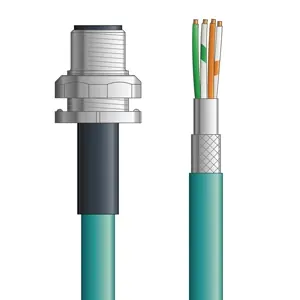 C5E010F01 - LAPP ETHERLINE® Industrial Cordsets 26 AWG / 4 pair CAT5e - Teal Polyurethane (PUR) - M12 Male Bulkhead / Wire Leads connectors - 1m Reduced Price