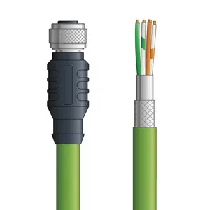 C6A004F10 - LAPP ETHERLINE® Industrial Cordsets 22 AWG / 4 pair CAT6A - Green Polyurethane (PUR) - M12 Female / Wire Leads connectors - 10m Weekend Sale