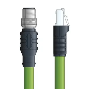 Crafted C6A008F10 - LAPP ETHERLINE® Industrial Cordsets 22 AWG / 4 pair CAT6A - Green Polyurethane (PUR) - M12 Male / RJ45 connectors - 10m