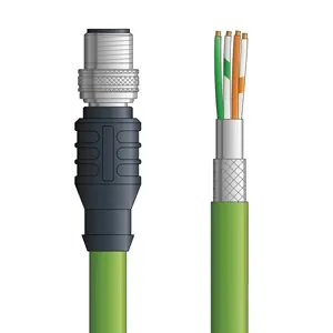 Buy Online CPN010S02 - LAPP ETHERLINE® PROFINET Cordsets 22 AWG / 2 pair CAT5 - Green PVC - M12 Male Bulkhead / Wire Leads connectors - 2m