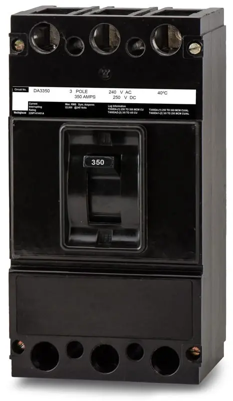 Eaton / Cutler-Hammer DA3350 - 350A 3 Pole Molded Case Circuit Breaker High Quality