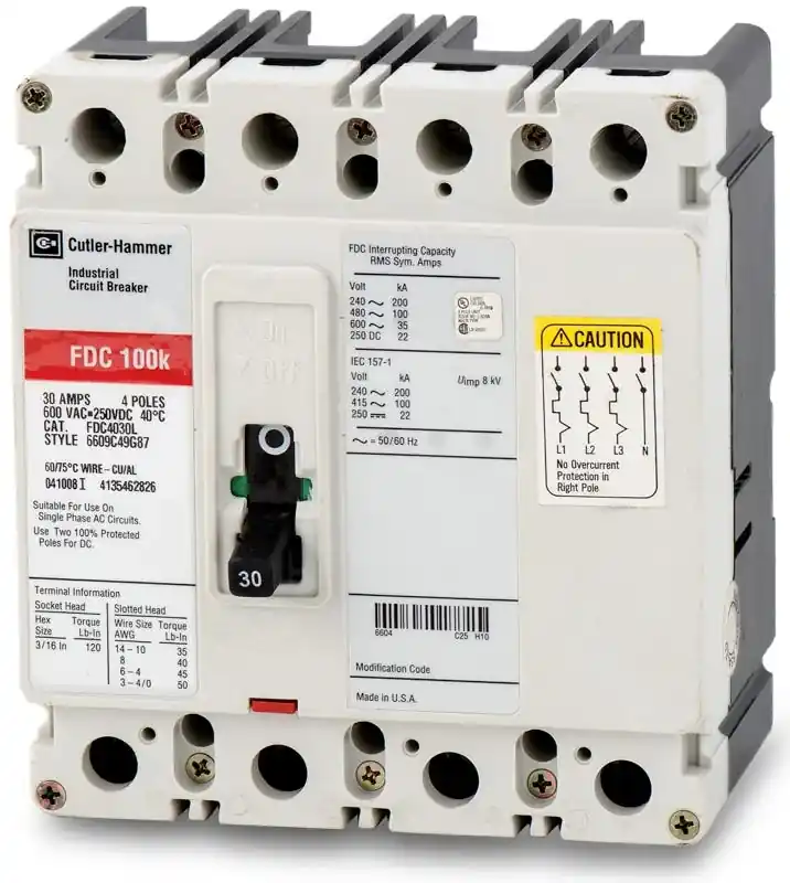 Affordable Eaton / Cutler-Hammer FDC4030L-R - 30A 4 Pole Molded Case Circuit Breaker