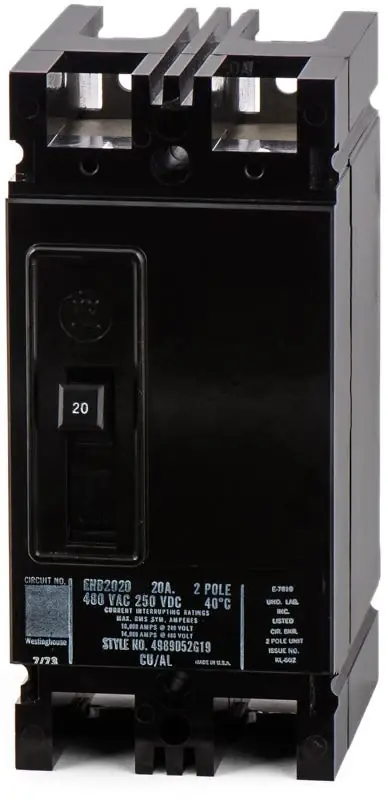 Order Now Eaton / Westinghouse EHB2020 - 20A 2 Pole Molded Case Circuit Breaker