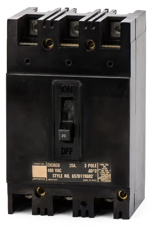 Eaton / Westinghouse EH3020 - 20A 3 Pole Molded Case Circuit Breaker New Arrival