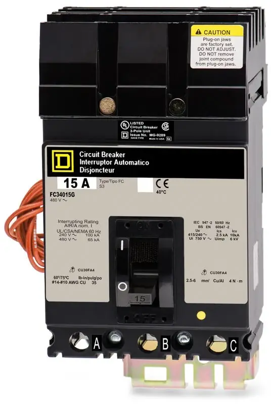 Square D FC34015G - 15A 3 Pole Molded Case Circuit Breaker Weekend Sale