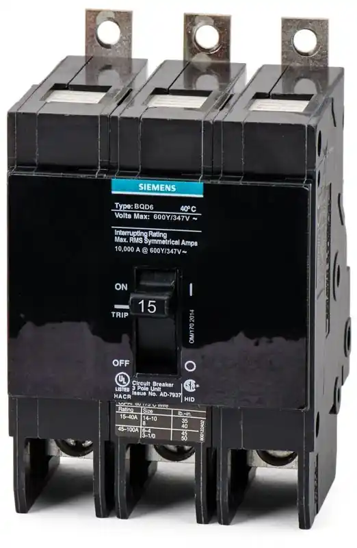 Discount Siemens BQD6315 - 15A 3 Pole Molded Case Circuit Breaker