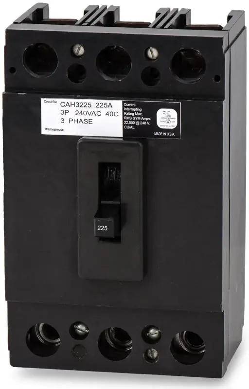 Eaton / Cutler-Hammer CAH3225 - 225A 3 Pole Molded Case Circuit Breaker Professional Grade