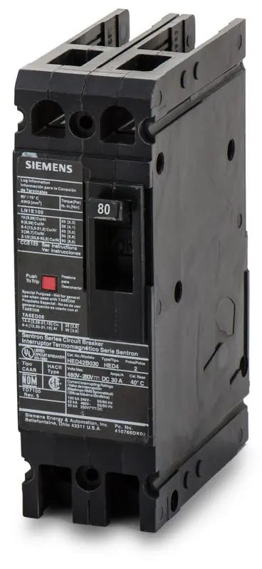 Budget Siemens HED42B080 - 80A 2 Pole Molded Case Circuit Breaker