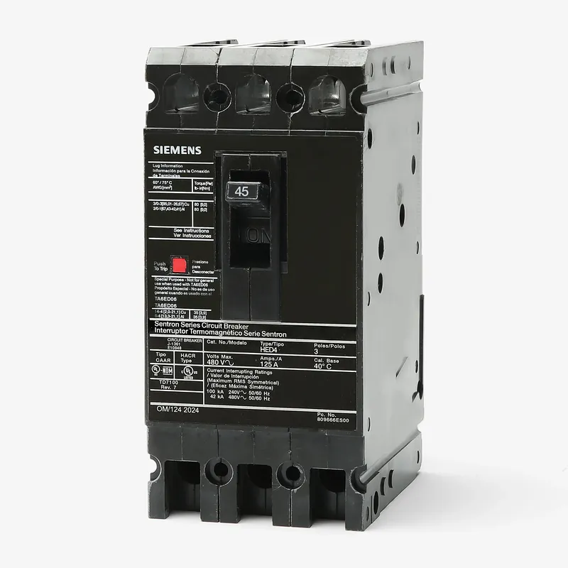 Siemens HED43B045 - 45A 3 Pole Molded Case Circuit Breaker Limited Time