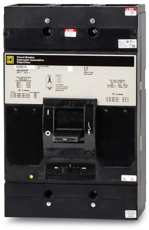 Time-Limited Square D MHL361000 - 1000A 3 Pole Molded Case Circuit Breaker