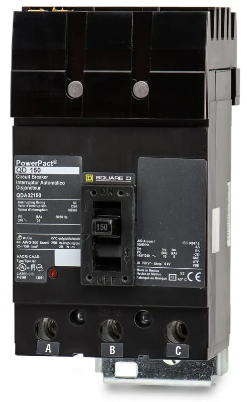 New Arrival Square D QDA32150 - 150A 3 Pole Molded Case Circuit Breaker