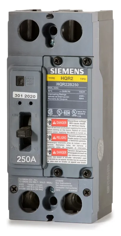 Same Day Shipping Siemens HQR22B250 - 250A 2 Pole Molded Case Circuit Breaker