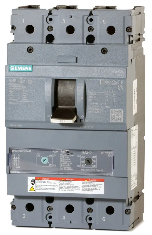 Siemens 3VA5210-6EF31-0AA0 - 100A 3 Pole Molded Case Circuit Breaker Same Day Shipping