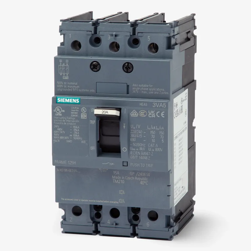 Siemens 3VA5120-5ED31-0AA0 - 20A 3 Pole Molded Case Circuit Breaker Fan Favorite