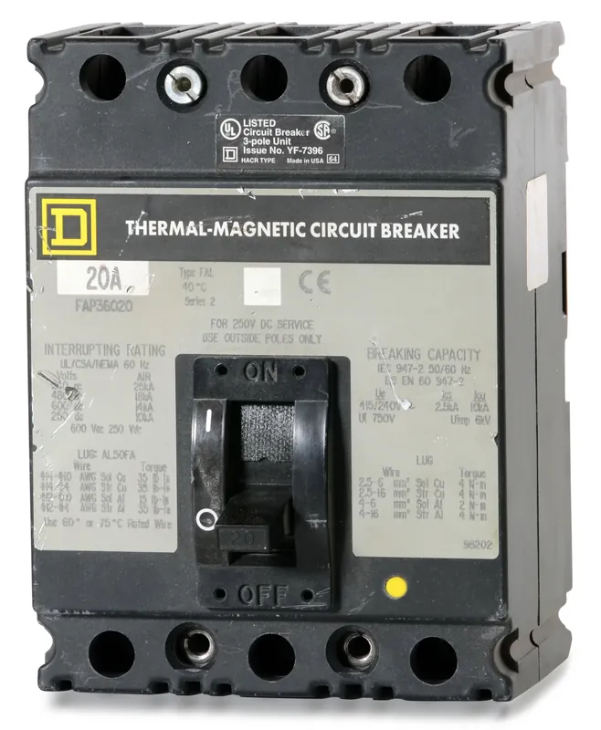 Best Price Square D FAP36020 - 20A 3 Pole Molded Case Circuit Breaker