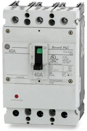 Top Rated ABB / General Electric FBV36TE040RV - 40A 3 Pole Molded Case Circuit Breaker