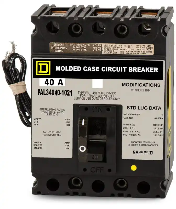 Square D FAL34040-1021 - 40A 3 Pole Molded Case Circuit Breaker Secure Checkout